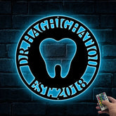 Custom Dental Clinic Metal Sign With Led Lights, Personalized Dentist Metal Name Sign, Custom Doctor Dental Office Metal Wall Sign